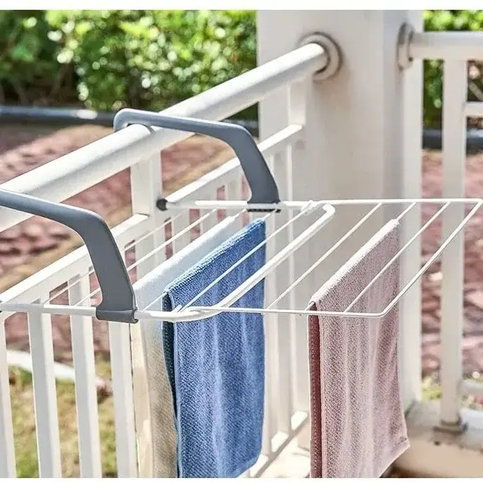 Clothes Hanger Balcony Retractable Folding Clothes Drying Rack for Indoor Outdoor Use, Hanging drying rack, White clothes dryer