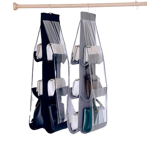 6 Pocket Household Double-sided Dust Proof Hanging Storage Bag Closet Organizer for Handbag