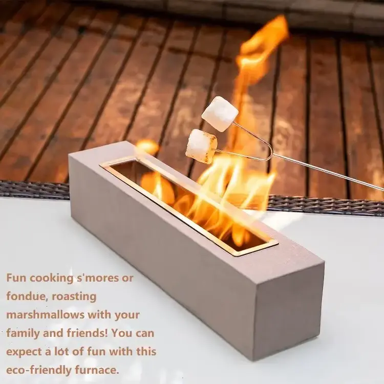 Rectangular Shape Outdoor Indoor Portable fire pit ethanol fireplace Personal Table Top Fireplace big Fire Pit with nice flame