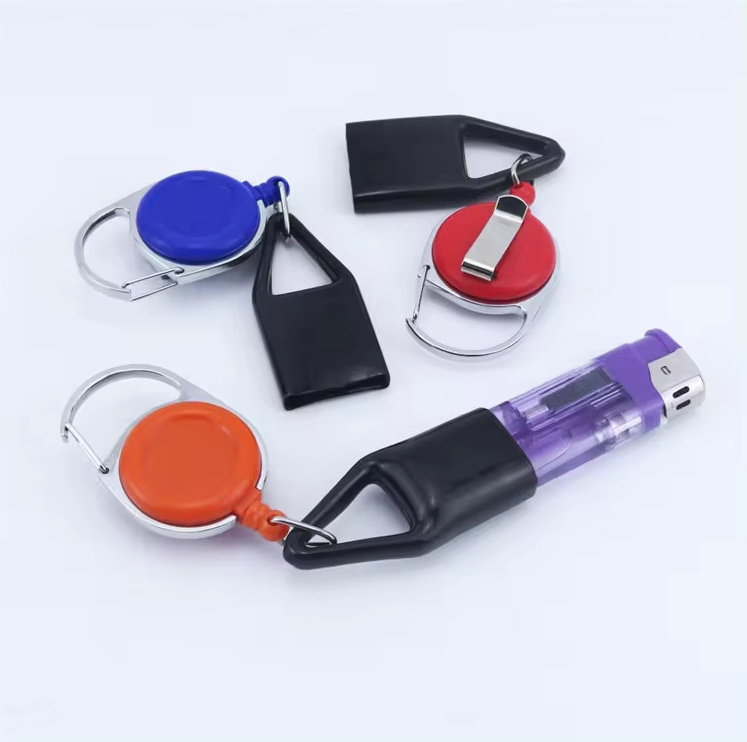 OEM DIY Retractable Key Chain Silicone Lighter Protective Cover Smoking Accessories Lighter Holder Sleeve Clip Lighter