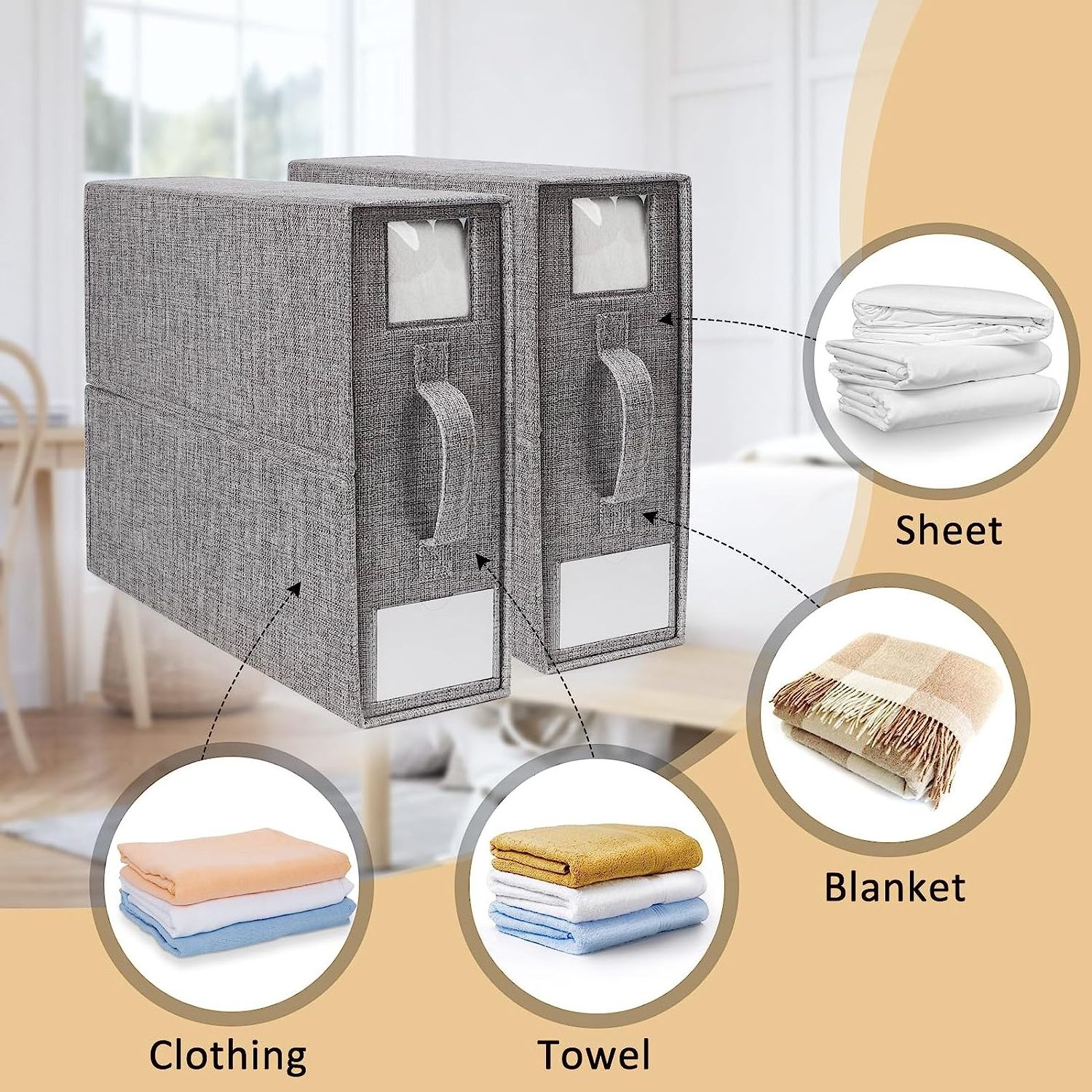 High Quality 2 Pack Linen Closet Organizers and Storage Cube Foldable Sheetcube Bed sheet set Organizer