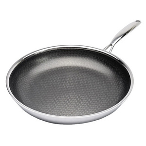 Germany TV Hot Sell Triply 28cm 304 Stainless Steel Nonstick Frying Pans Induction Cookware