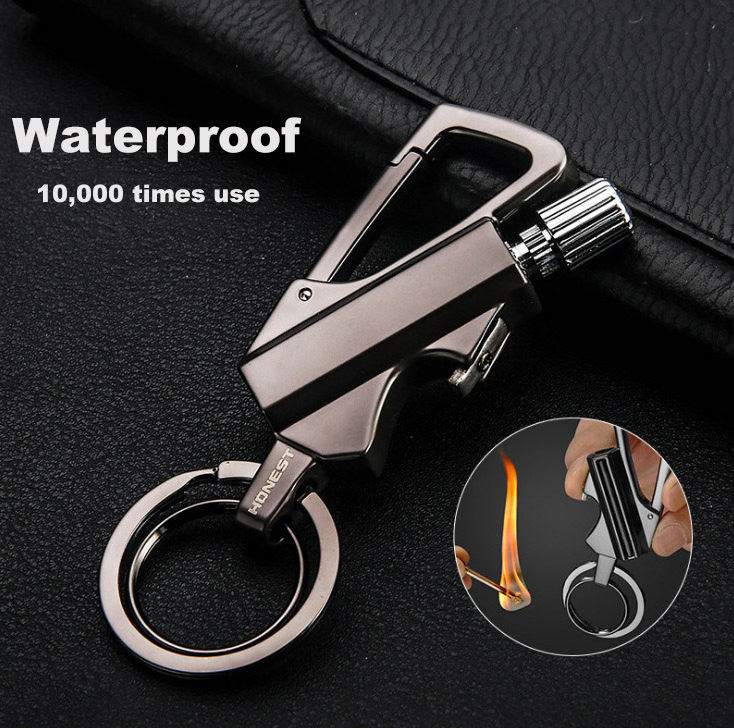 Multi-function Oil Lighter Bottle Opener Metal Matchstick Match Keychain outdoor waterproof kerosene lighter