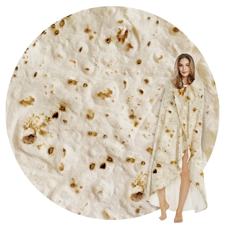 New Arrival Custom Portable 100% Polyester Microfiber 3D Taco Tortilla Pizza Blanket For Baby