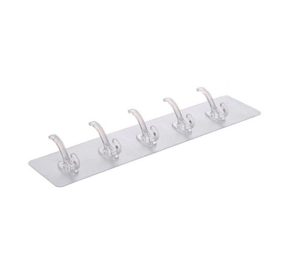 Yiwu 6 Row of Transparent Wall Hooks Hanging on the Wall Hats Clothes Hangers Towel Rack Door Hooks Bathroom Storage Racks