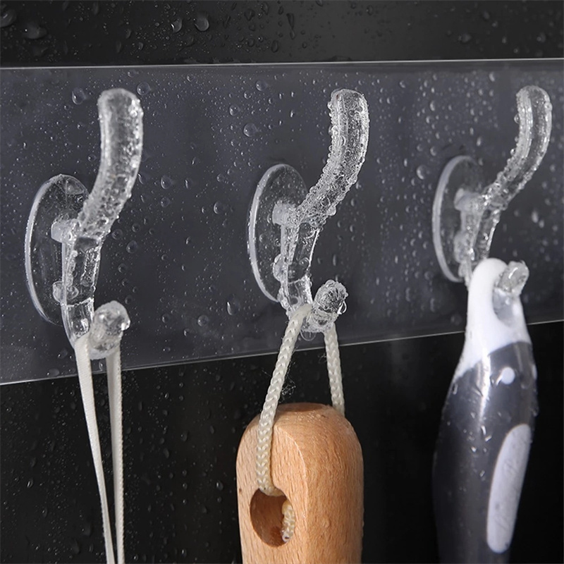 Yiwu 6 Row of Transparent Wall Hooks Hanging on the Wall Hats Clothes Hangers Towel Rack Door Hooks Bathroom Storage Racks