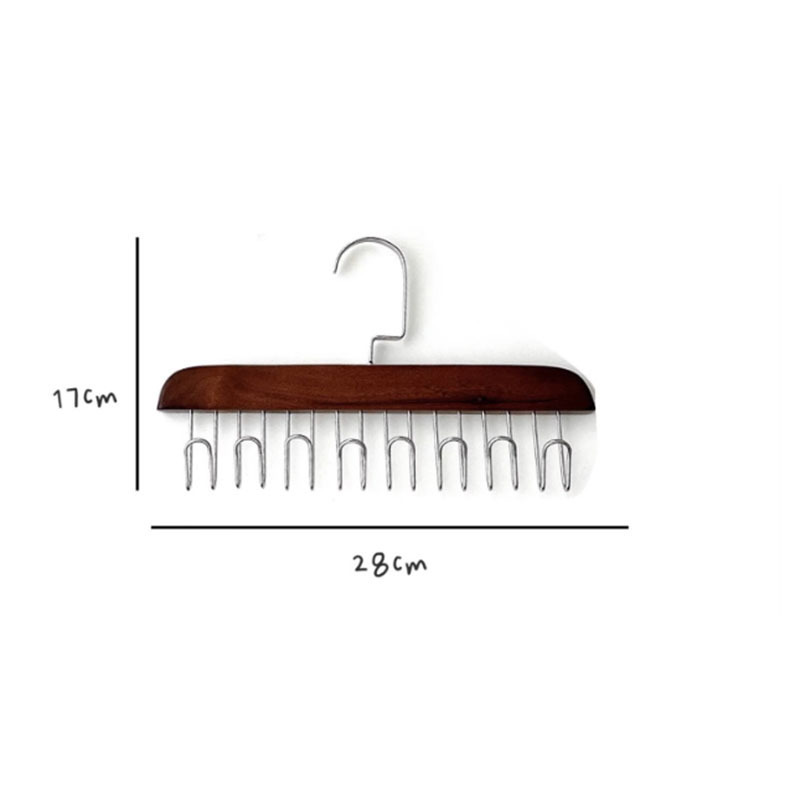 High Quality Solid Wood 8 Metal Hooks Wardrobe Organizer Multifunctional Wood Tie Underwear Belt Hanger