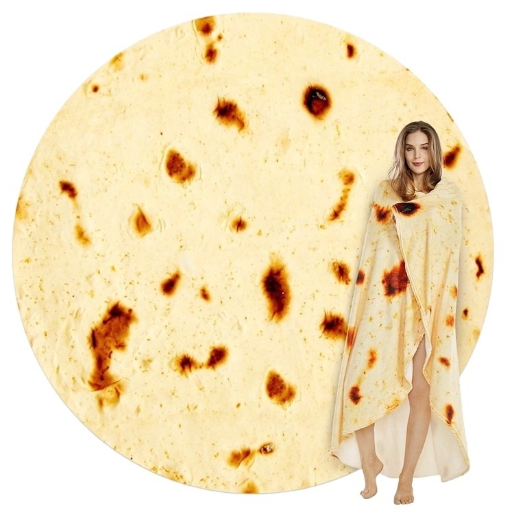 New Arrival Custom Portable 100% Polyester Microfiber 3D Taco Tortilla Pizza Blanket For Baby