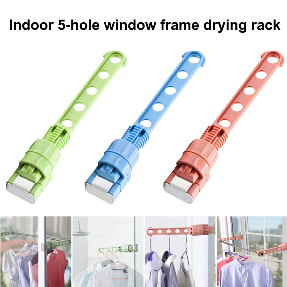 5 Holes Window Frame Clothes Hanger Rack Adjustable Detachable Indoor Hanging Rack Travel Hotel Laundry HangerDrying Rack