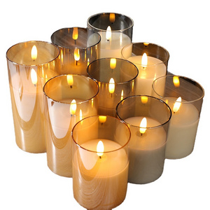 Glass LED Flameless Candles with Remote Control and Timer for for Festival Wedding Home Party Decor