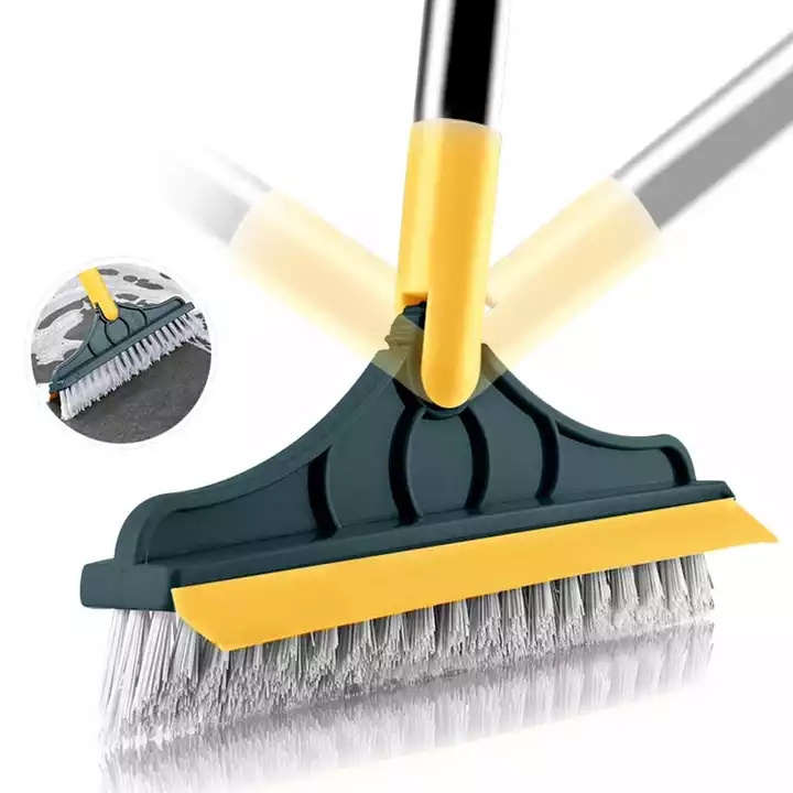 360 Rotating Long Handle Broom Adjustable Floor Scrub Brush Windows Scraper 2 in 1 Brusher Broom for Home