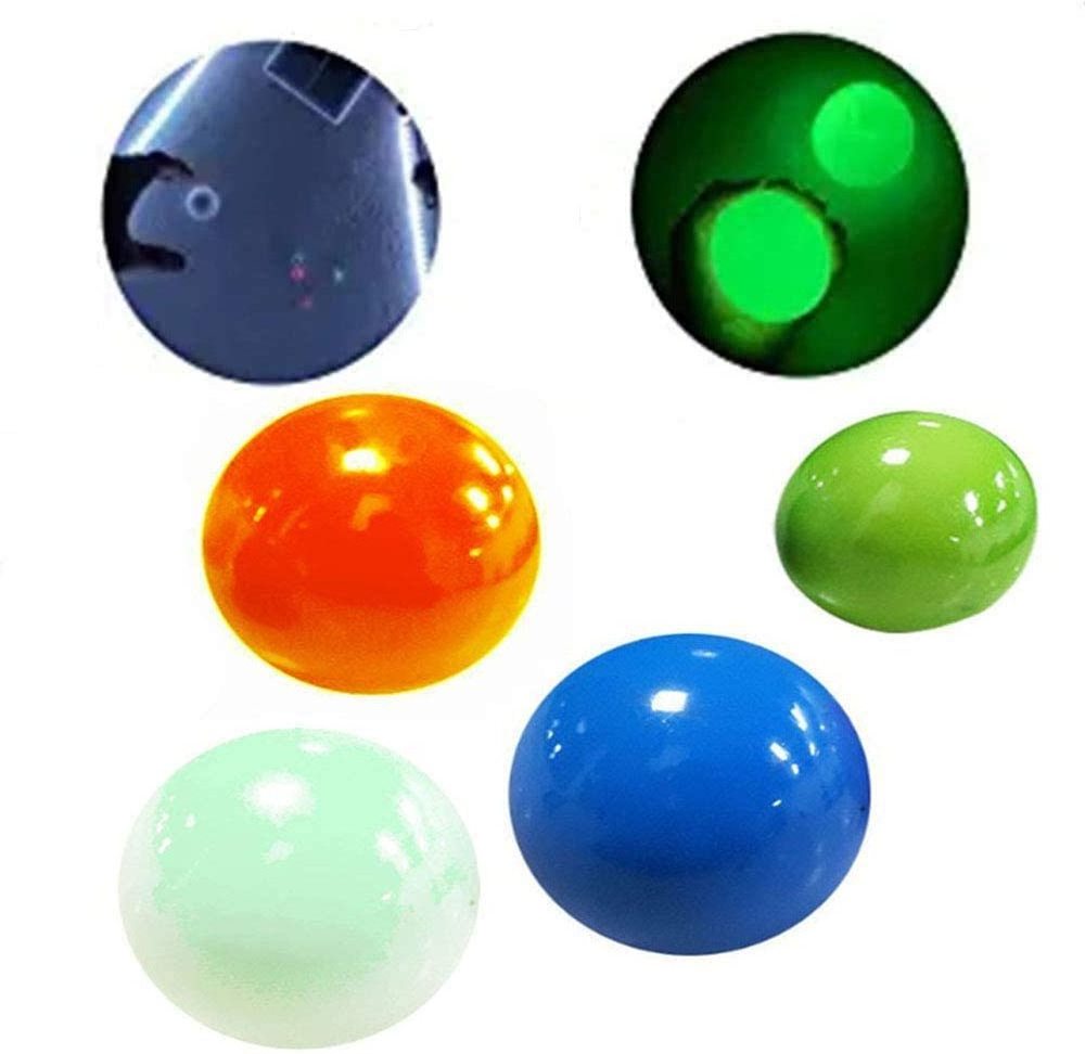 Relieve stress luminescent decompression toys soft glow wall stick balls