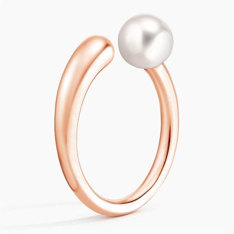 dainty cultured pearl jewelry gold plated 925 sterling silver open style fresh water pearl ring for women