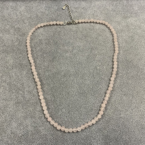 dainty natural stone jewelry 925 sterling silver raw rose quartz crystal beaded necklace wholesale