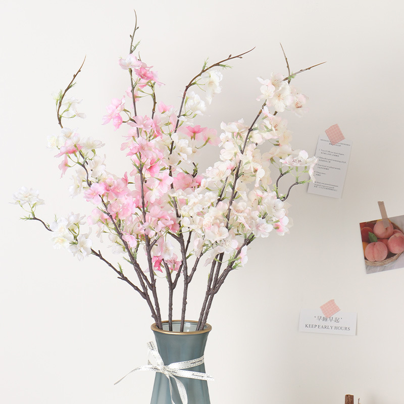 2-fork simulated cherry blossom branch artificial flower living room decoration ornaments wedding single peach blossom