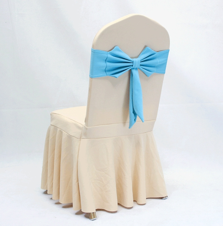 Hotel elastic chair back decorated with flowers wedding chair cover free tie bow general style for venue and exhibition