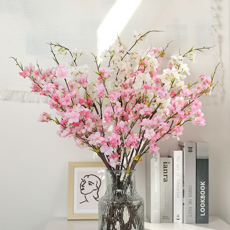 2-fork simulated cherry blossom branch artificial flower living room decoration ornaments wedding single peach blossom