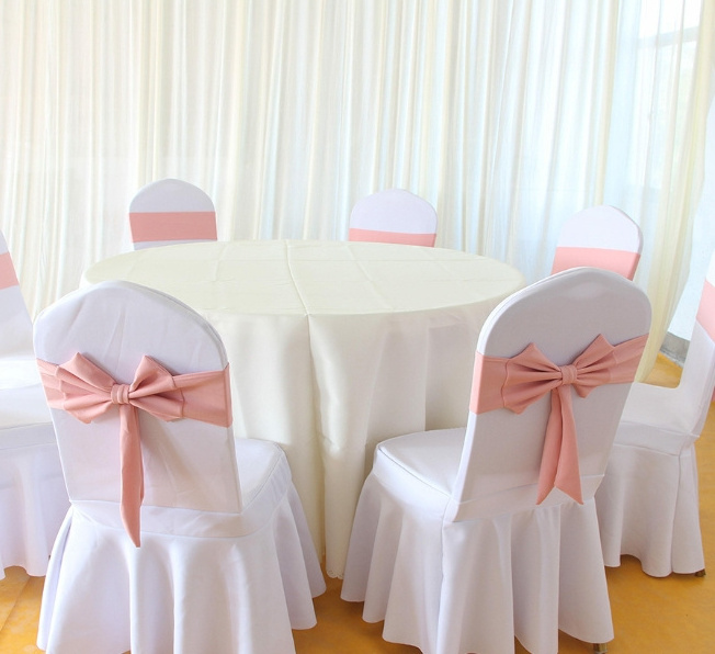 Hotel elastic chair back decorated with flowers wedding chair cover free tie bow general style for venue and exhibition