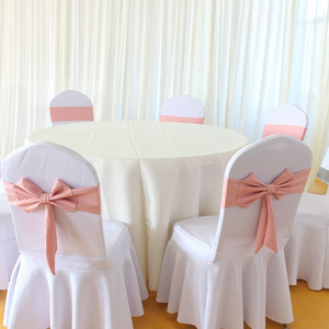 Hotel elastic chair back decorated with flowers wedding chair cover free tie bow general style for venue and exhibition