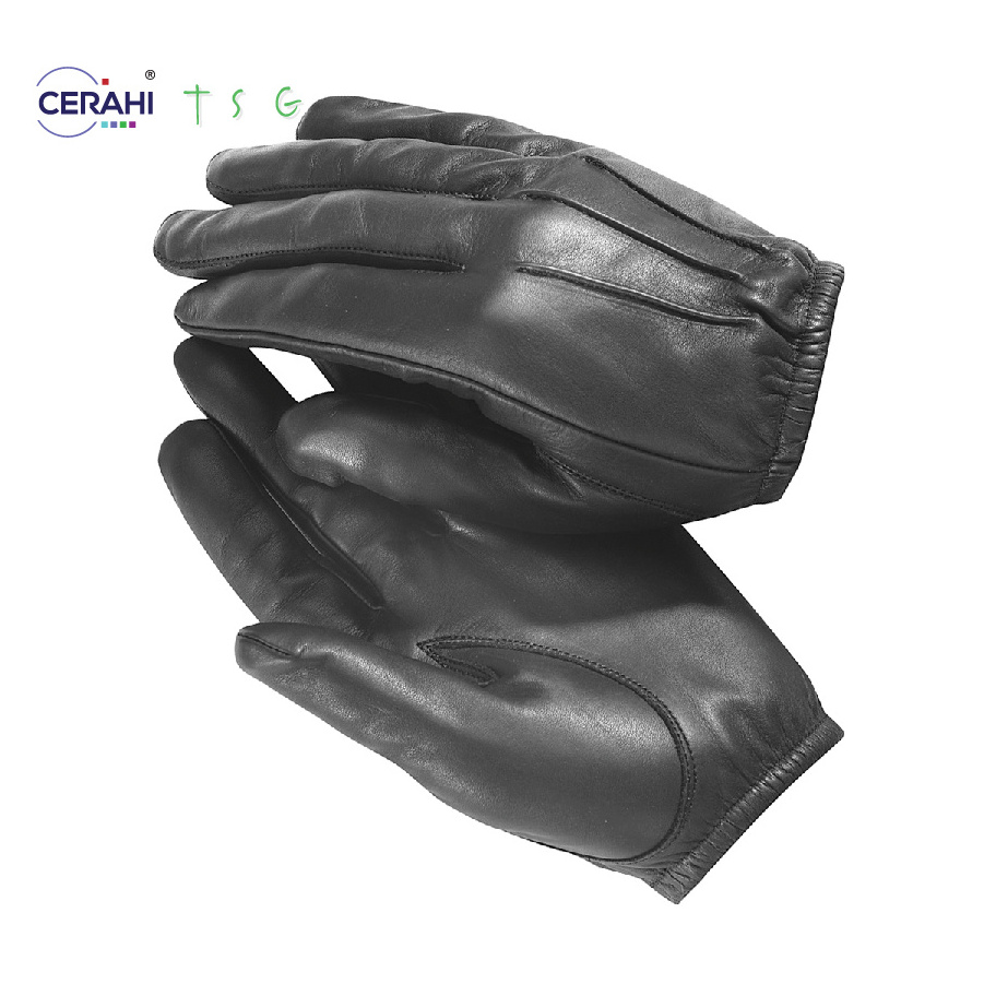 Hot selling Men hunting searching black cowhide leather driving gloves elasticized top quality leather sports gloves