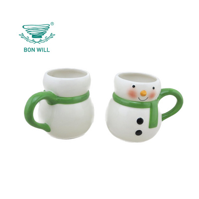 Custom Christmas Gift 3D Shaped Snowman Ceramic Coffee Mug