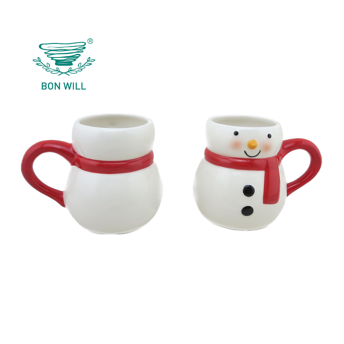 Custom Christmas Gift 3D Shaped Snowman Ceramic Coffee Mug