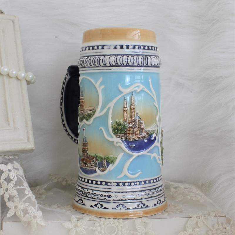 Custom Souvenir Beer Mugs Handpainted Engraved Russia German Munich Stoneware Beer Stein