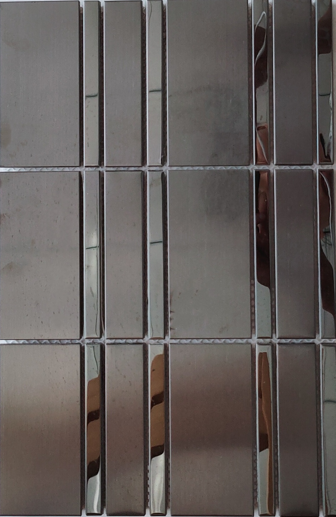 Rectangle Copper Mirror Finish Stainless Steel Self Adhesive Metal Mosaic Stainless Steel Tiles