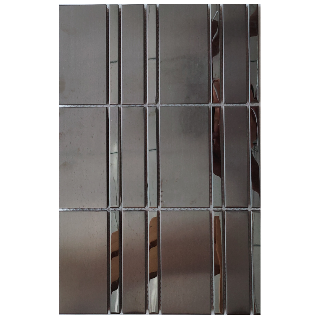 Rectangle Copper Mirror Finish Stainless Steel Self Adhesive Metal Mosaic Stainless Steel Tiles