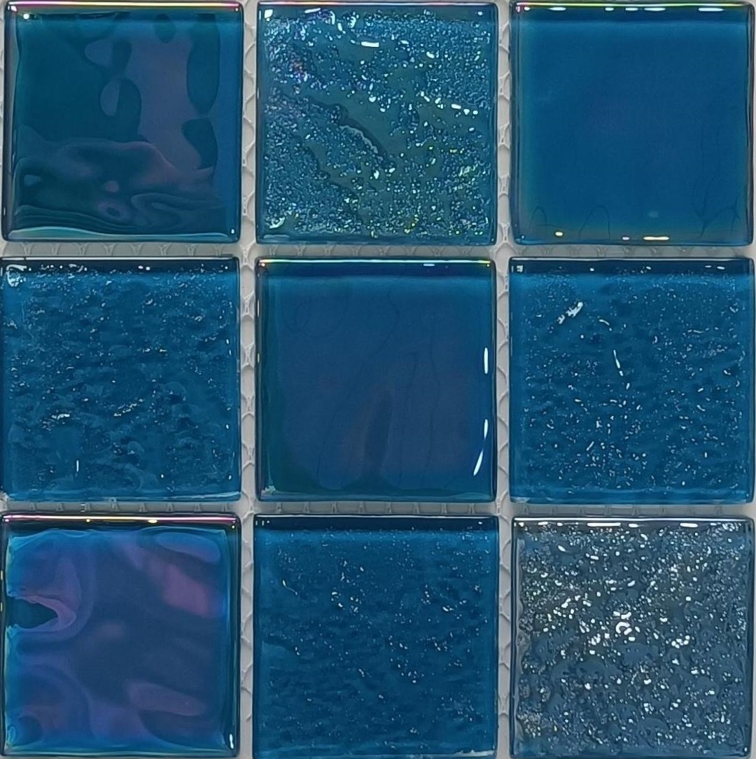 300*300 high quality hot sale crystal glass mosaic tile green wave mosaic glass swimming pool tile