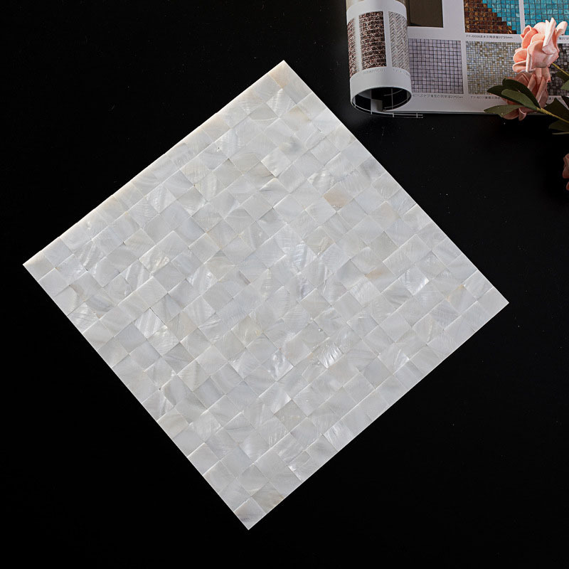 Peel and stick shell mosaic wall tiles