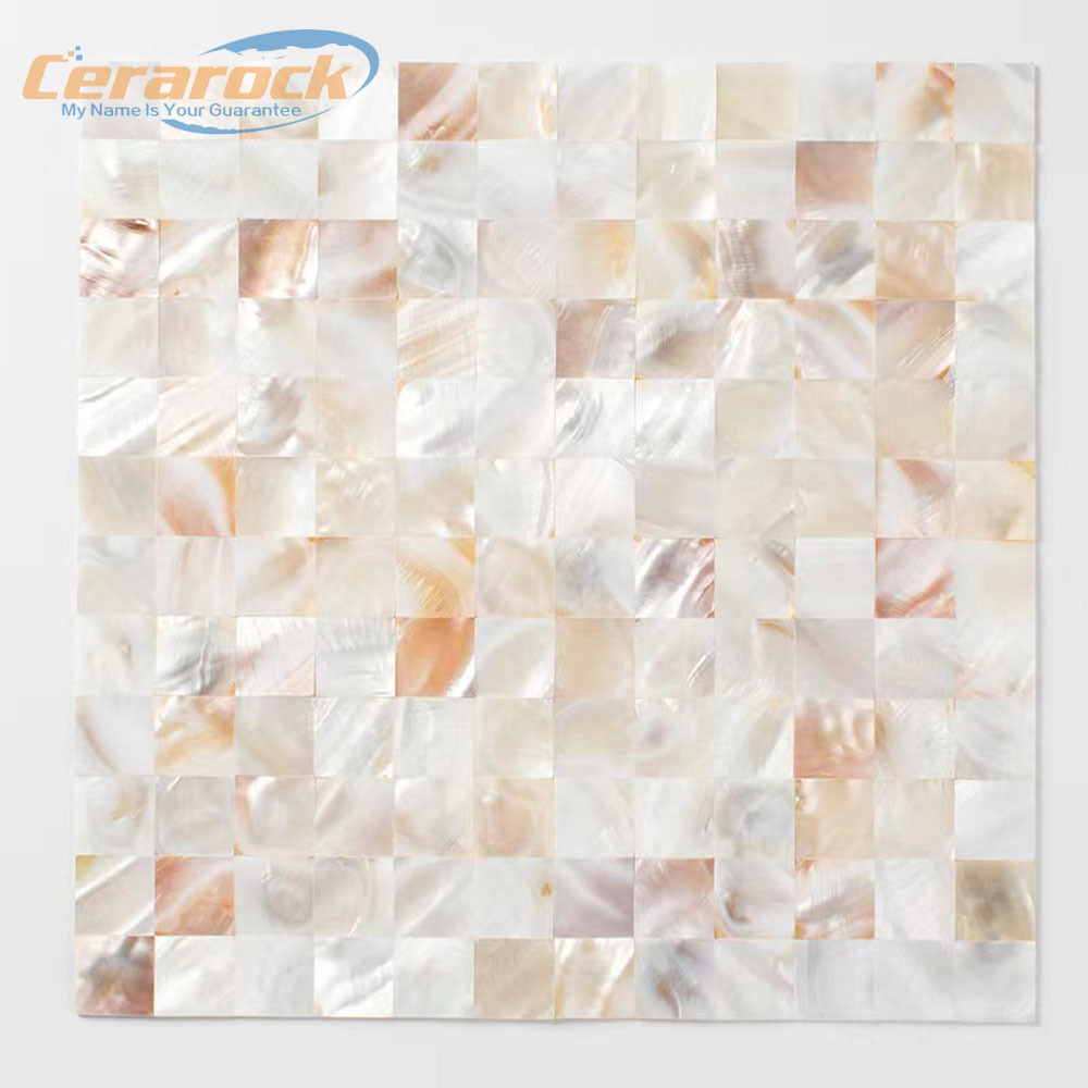 Peel and stick shell mosaic wall tiles