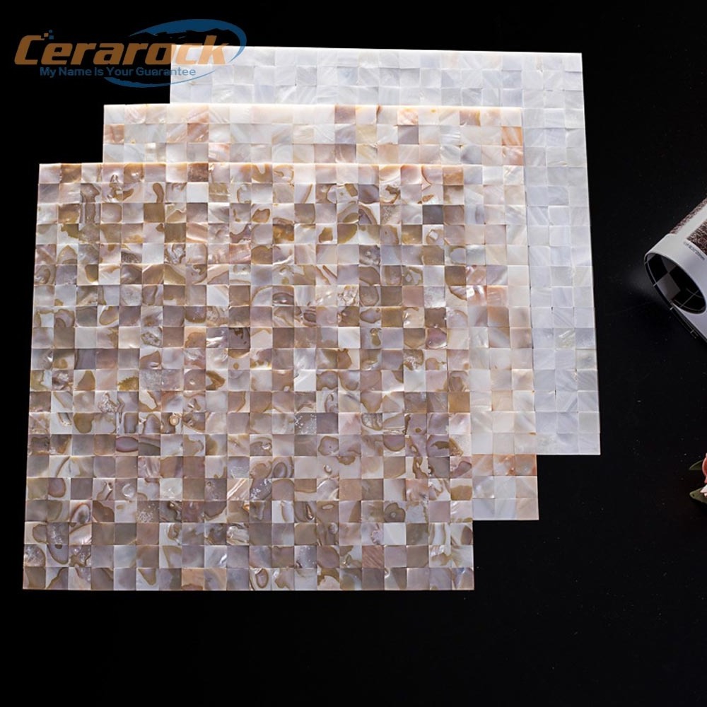 Peel and stick shell mosaic wall tiles