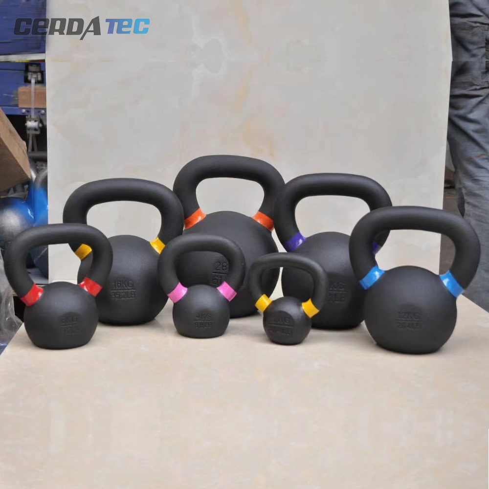 Factory Wholesale Gymnasium Cu Powder Coated Kettlebell Handle with Color Personalizado Circle Cast Iron Exercise Kettlebell