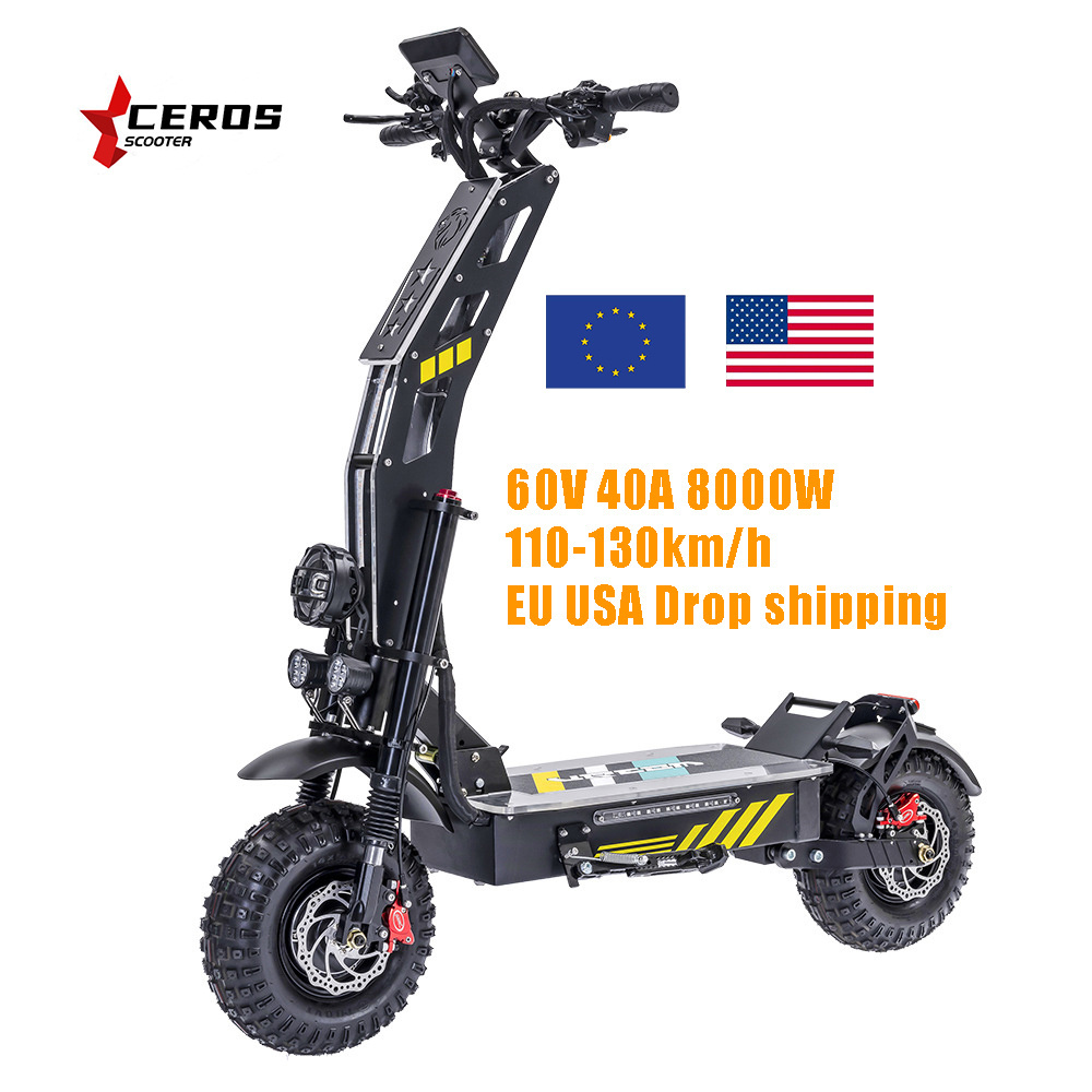 EU Stock Ceros 13inch 14inch 10000w 130km Long Range Adult Dual Motor Electric Scooter 72V 60V 8000W Electric Scooter