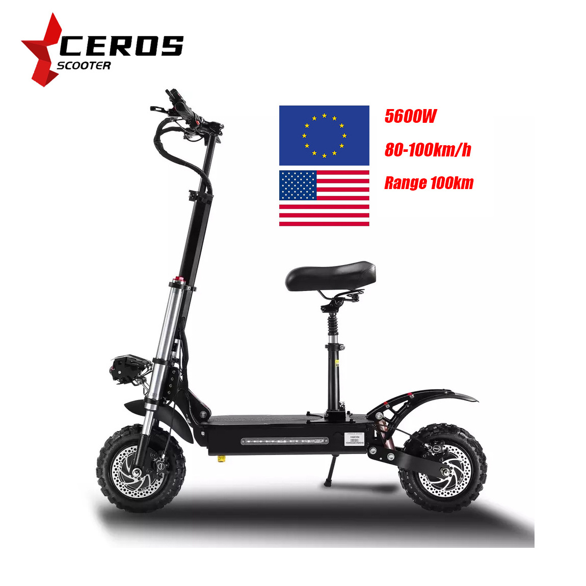 EU wholesale 11inch CE Adult Vintage Style Smart Offroad 52V 3200W 60V 5600W Electric Scooter with Seat