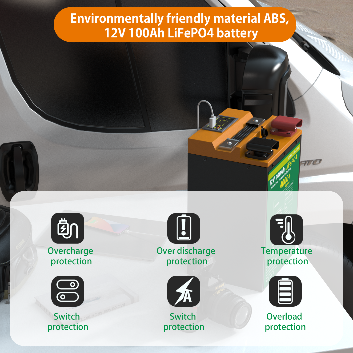 Deep Cycle 4000 Time Solar RV EV USB 5V DC Lifepo4 Lithium Ion Battery Phosphate Battery Pack 12v 100ah 200ah 280ah