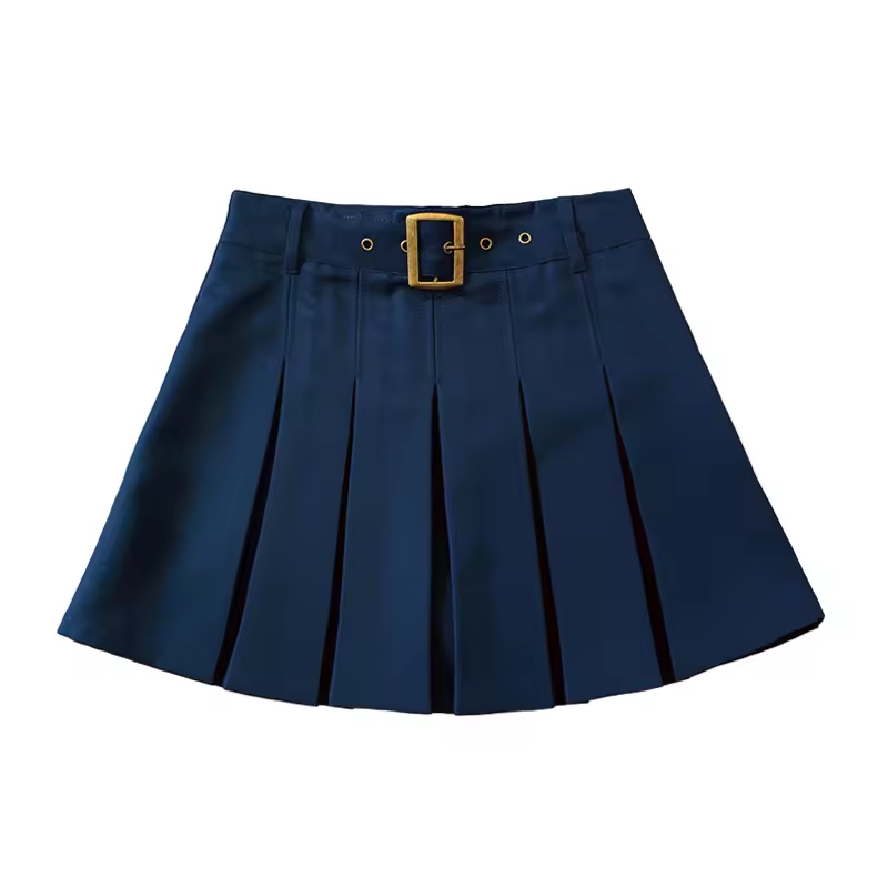 Girls pleated skirt khaki children's navy blue academy style elementary school uniform skirt