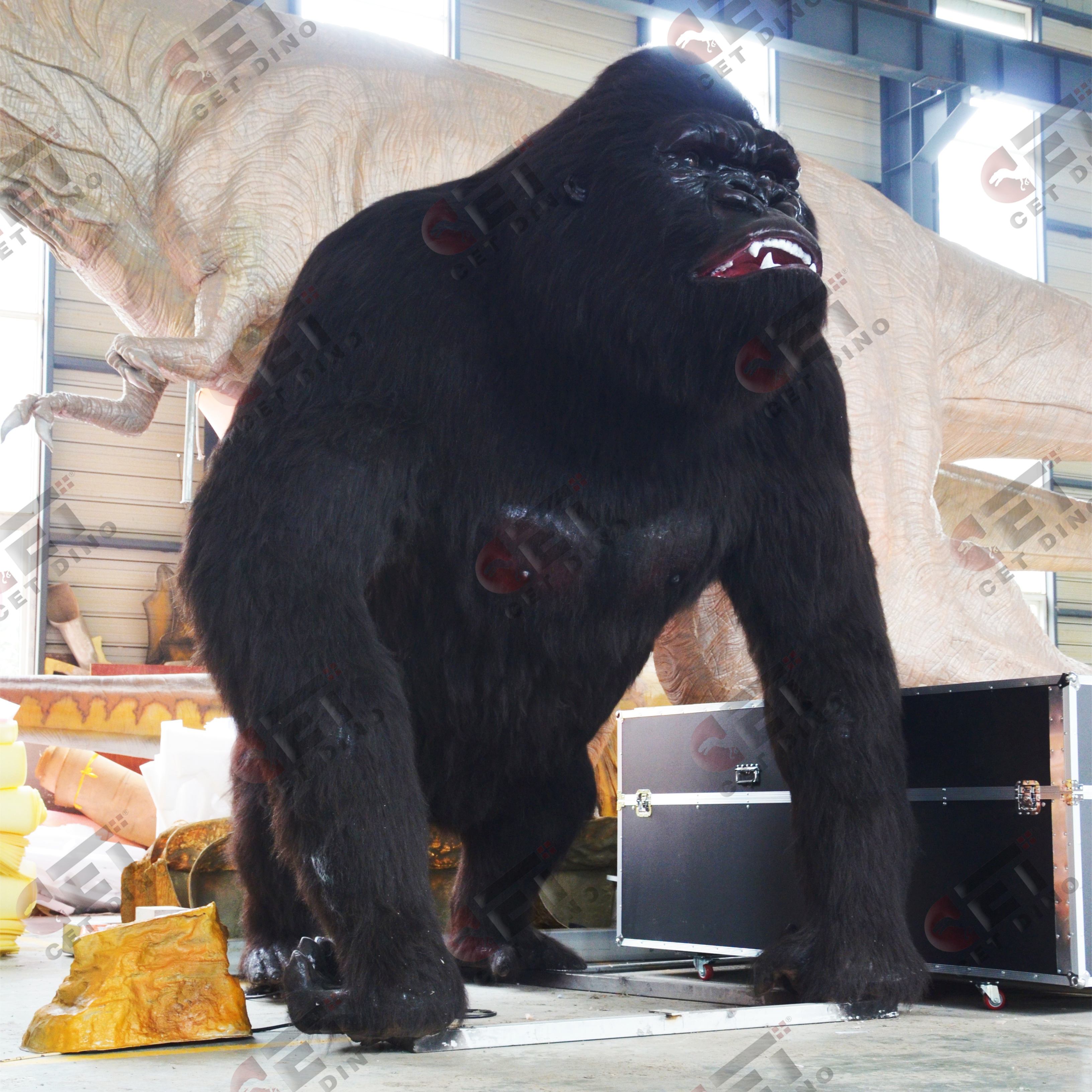 Jungle Park Man Made Animatronic Robotic Animals Models Large Gorilla  Satutue