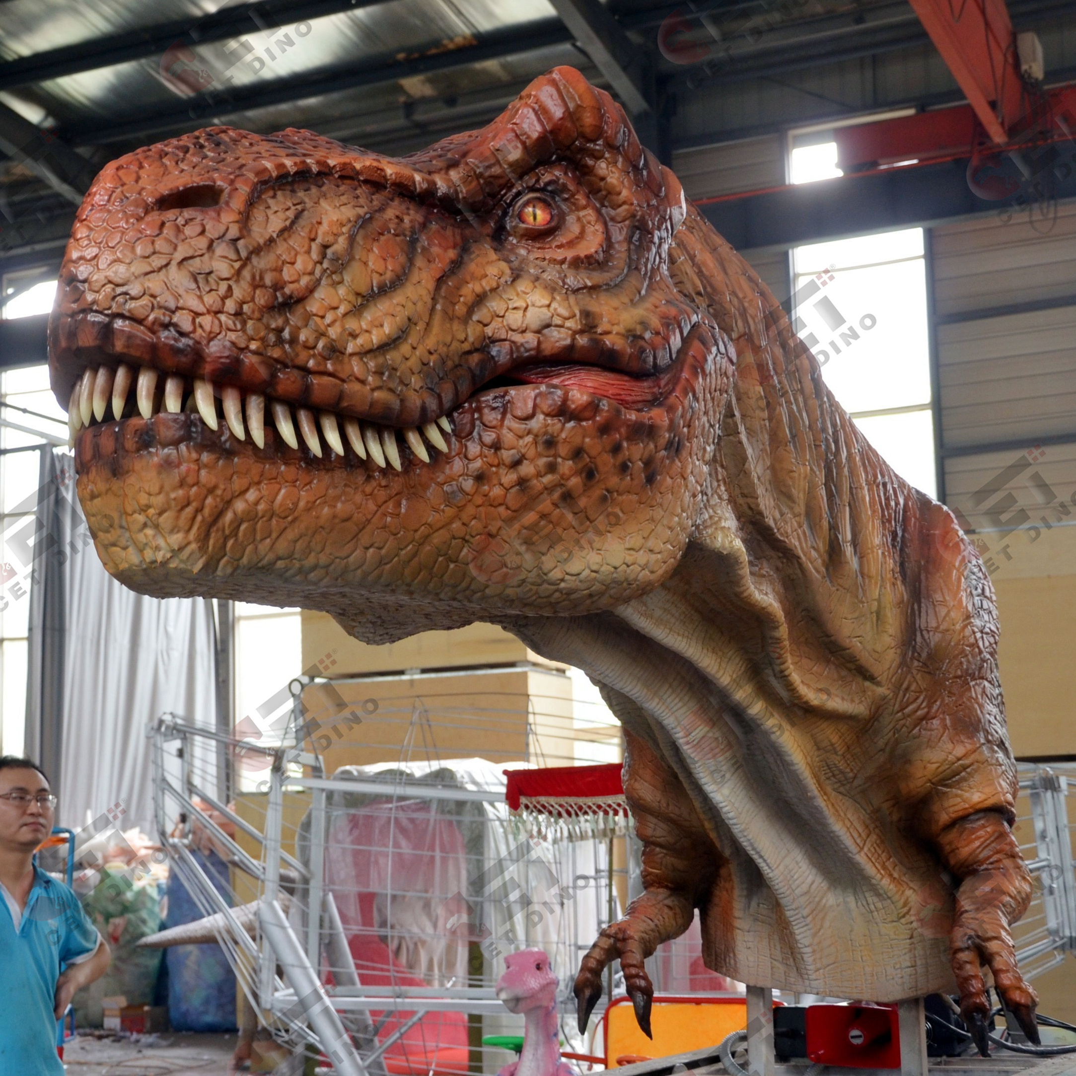 High Quality Animatronic Realistic Life Size 3D Dinosaur Head Wall Decoration