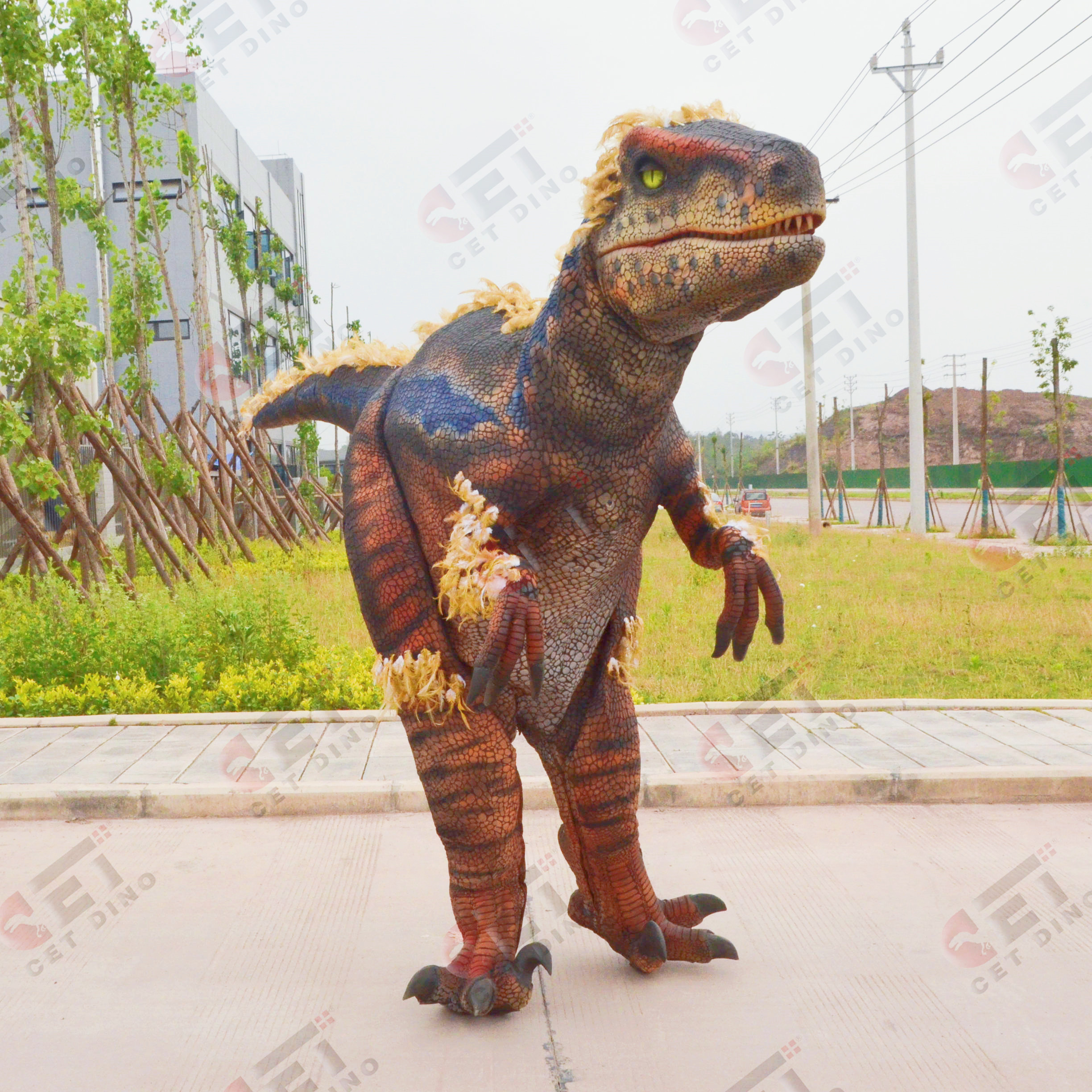 Walking Velociraptor dinosaur costume Jurassic park realistic dinosaur costume; Amusement Park Adult Dinosaur