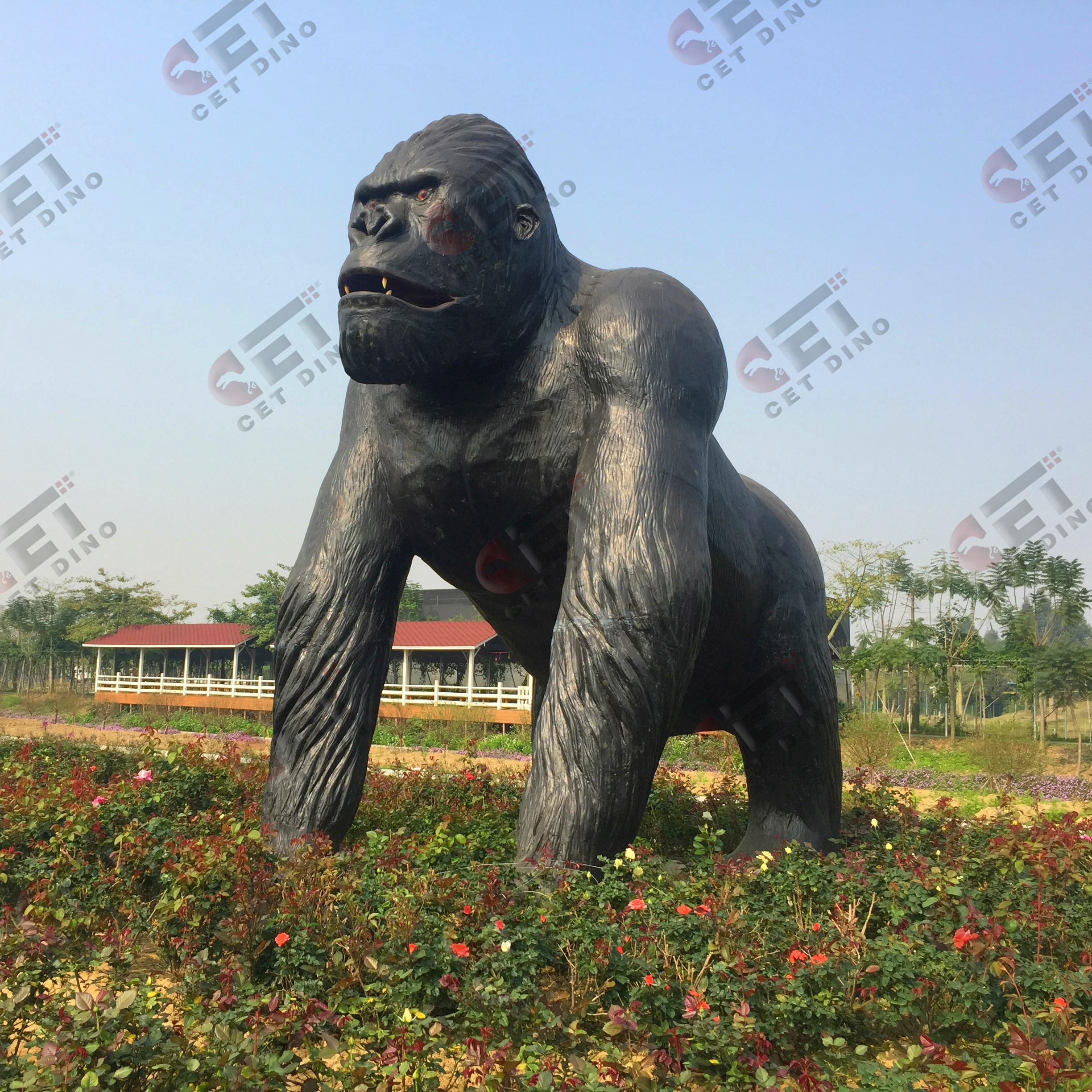 Jungle Park Man Made Animatronic Robotic Animals Models Large Gorilla  Satutue