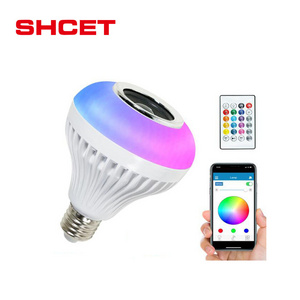 Smar RGB 12W  Musical bulb light with bluetooth control AC110v 220v smart color changing led bulb light from SHCET