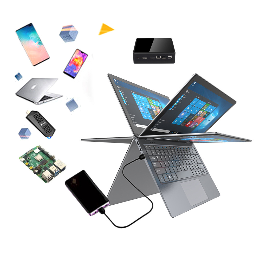 connect all smart mobile phone through USB-C 13.3 inch 1920*1080 or 4k optional 360 degree rotating flexibility lapdock