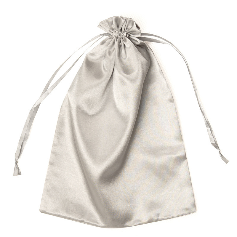 Custom White Satin Packaging Pouch Drawstring Bag for Clothing Hand Bag Wigs Packaging Satin Dust Bag