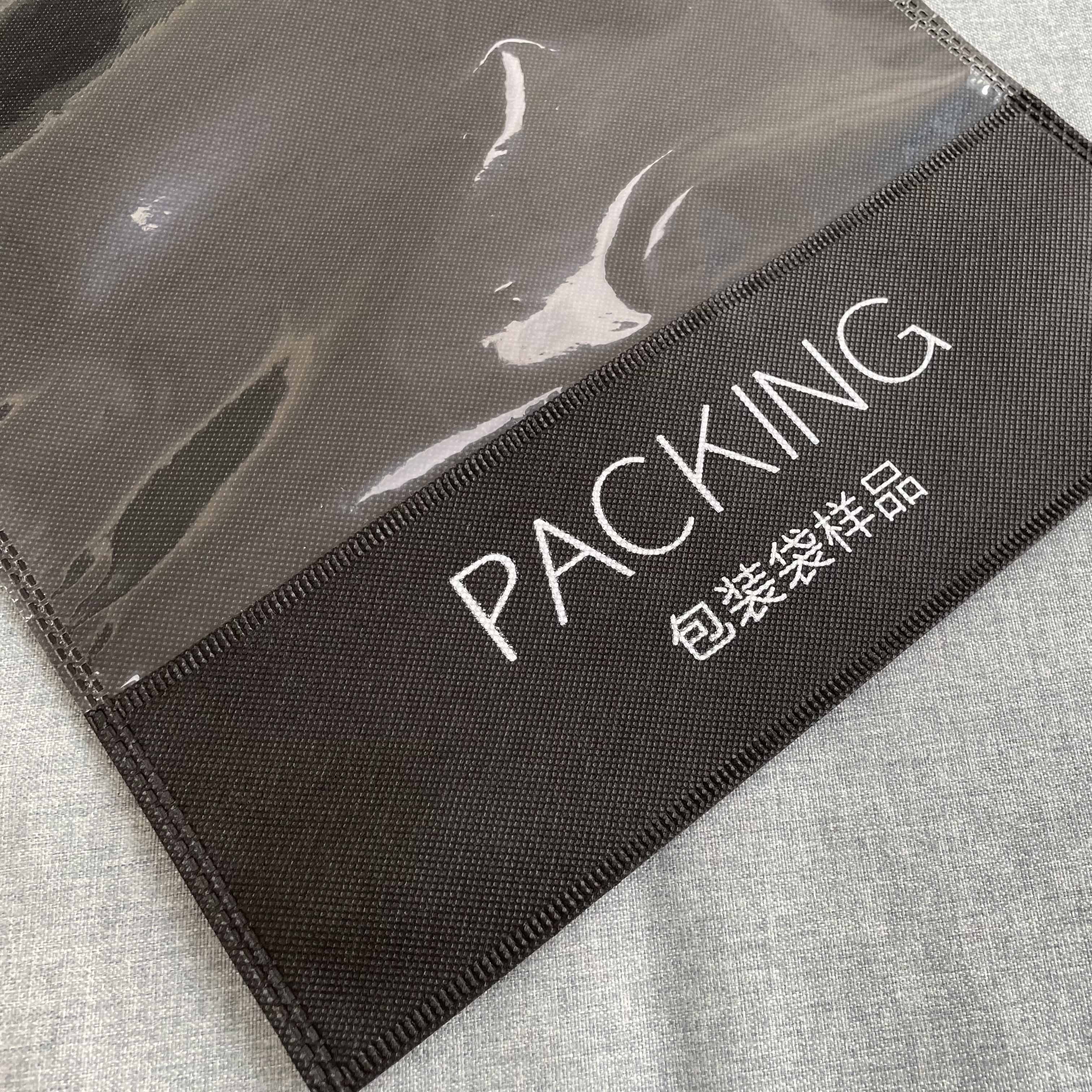 Eco-friendly non woven new design non-woven zipper bag with custom printing logo clear transparent packing bag with zip lock