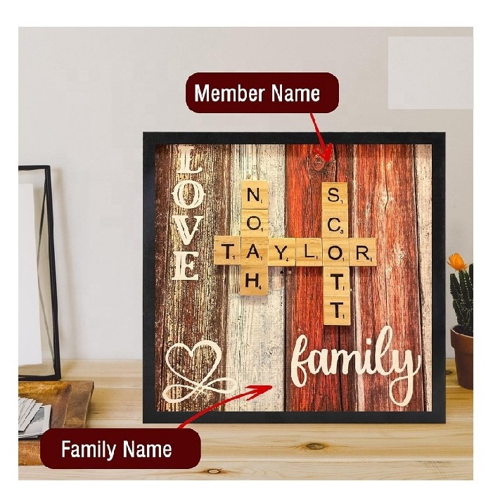 Father's day Rustic Farmhouse Decor Scrabble Tile Wall Art Scrabble Family Name Board