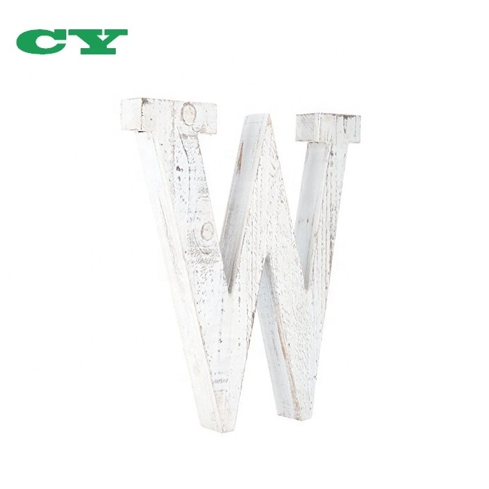 Free Standing Wooden Distressed White Alphabet  Monogram Letter For Wall Decor