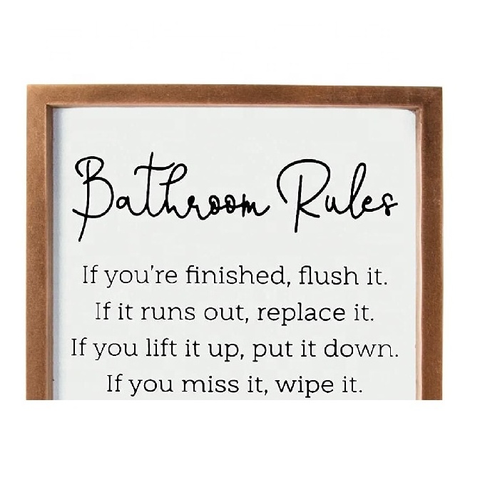 Funny Farmhouse Toilet Decorations Restroom Wall Decor Bathroom Rules Sign