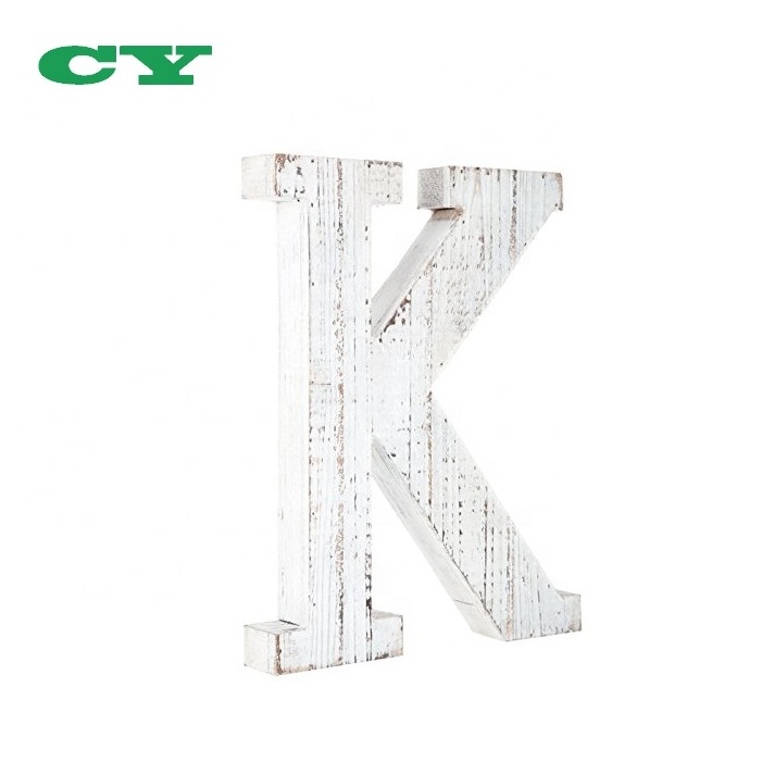 Free Standing Wooden Distressed White Alphabet  Monogram Letter For Wall Decor